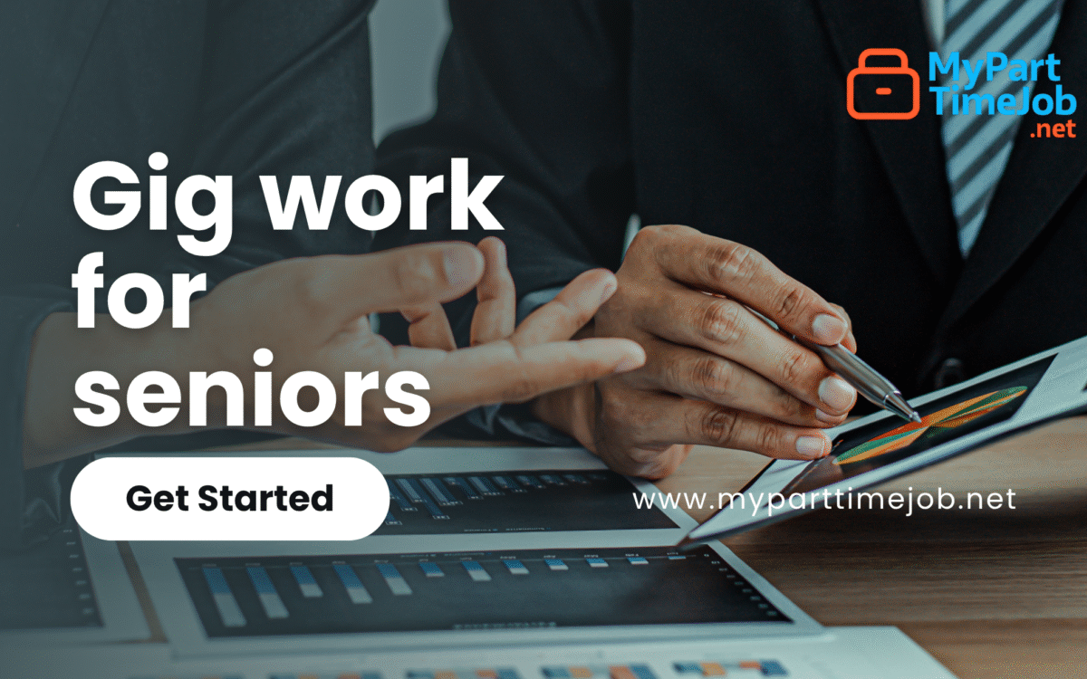 Senior enjoying flexible gig work from home, staying active and financially independent