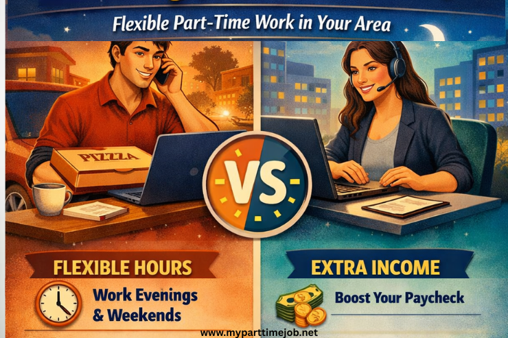Person working an evening remote job from home on a laptop