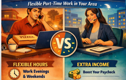 Person working an evening remote job from home on a laptop